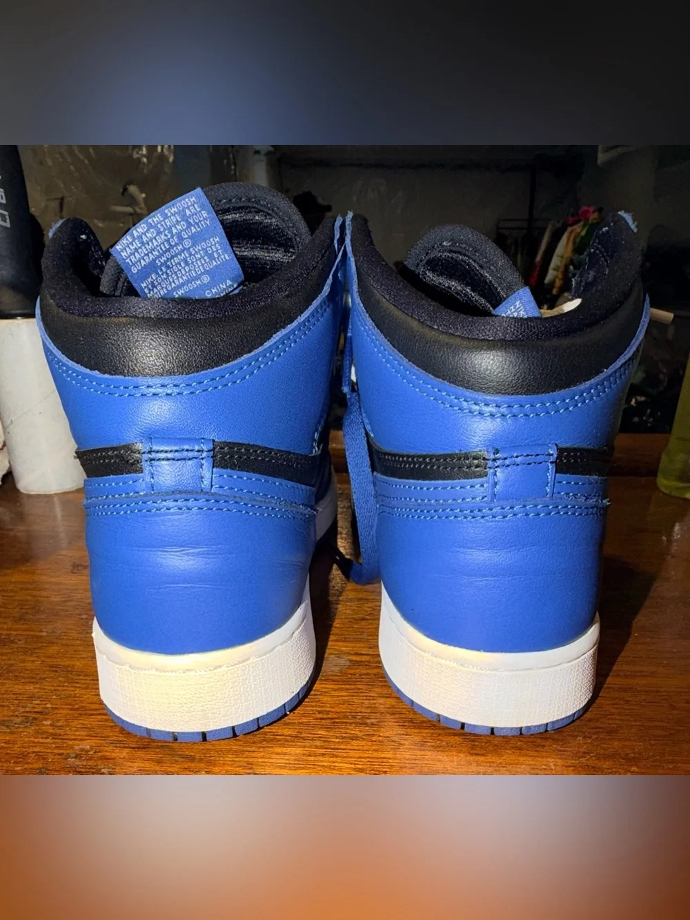 Nike Air Jordan 1 High Top GS Blue Black White Leather Sz 6.5Y 575441-404